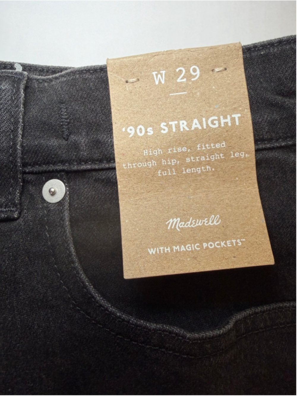 Madewell The ’90s Straight Jeans Women’s 29 Black Denim High Rise NWT - Picture 3 of 7